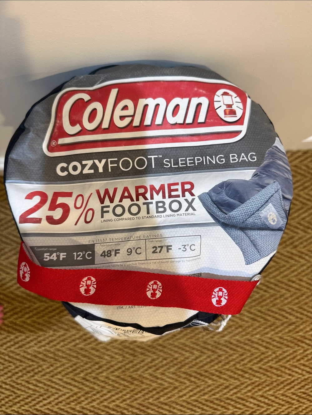 Coleman CozyFoot Sleeping Bag - Gray with Red Strap